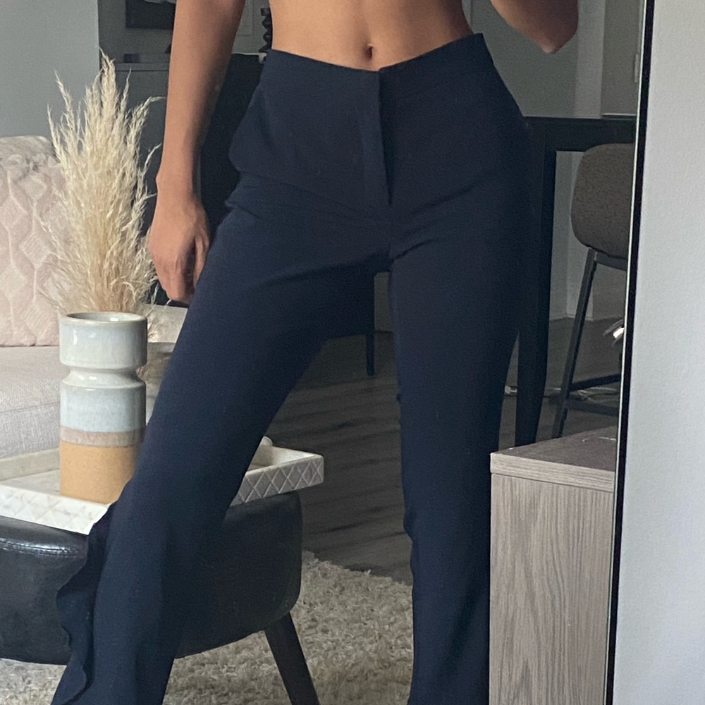 Zara navy blue dress pants with flare at the bottom